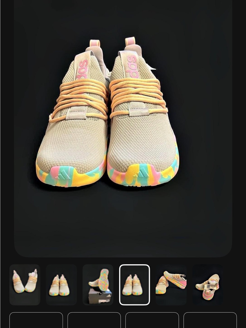 adidas Kids Beige Sneakers with Pastel Multicolor Sole
